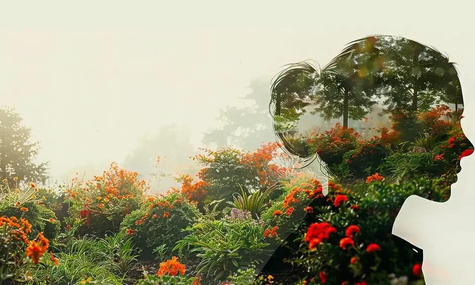 Girl silhouette with nature